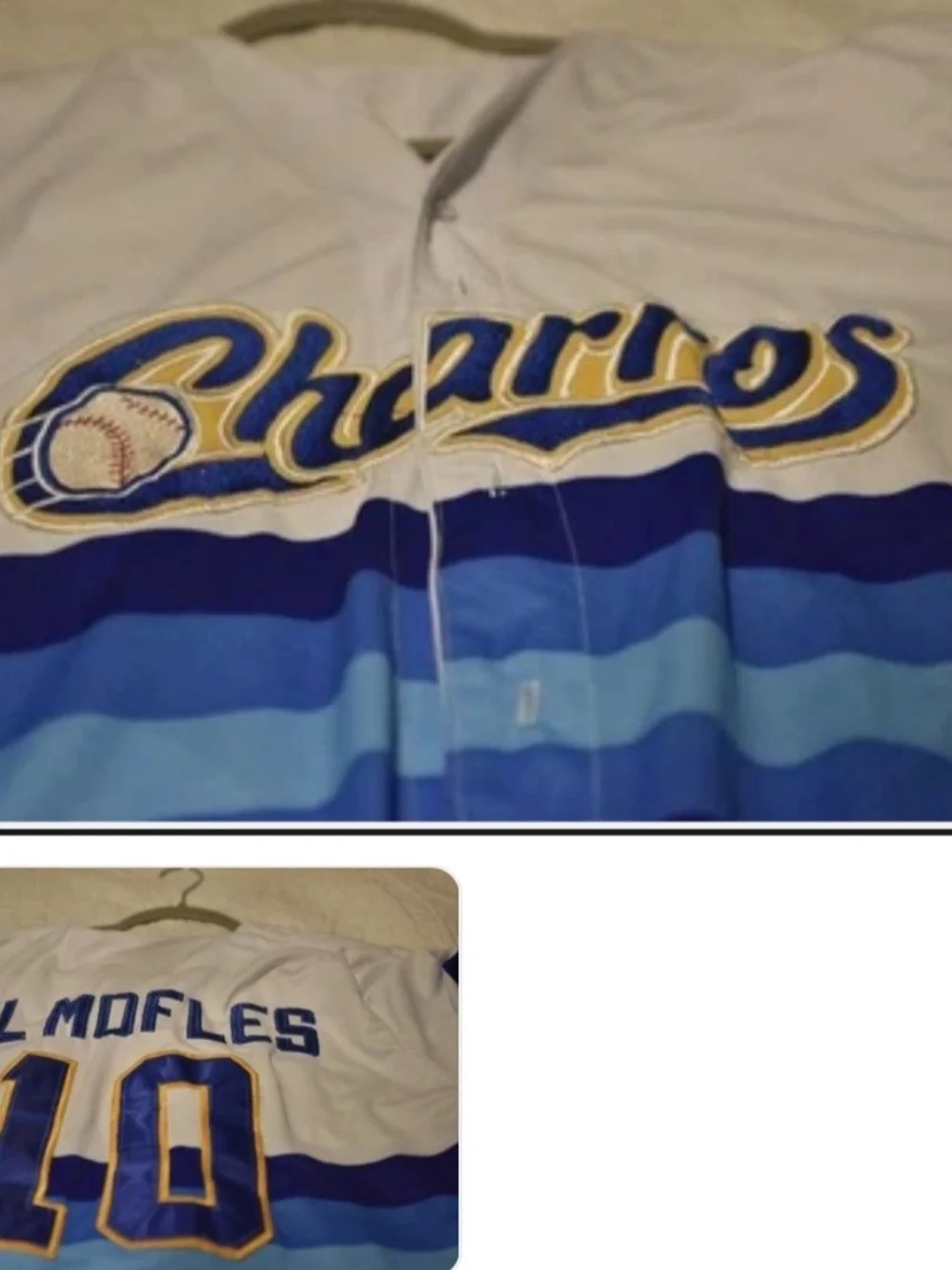 El MOFLES #10 Blue and White 'Charros' Baseball Jersey